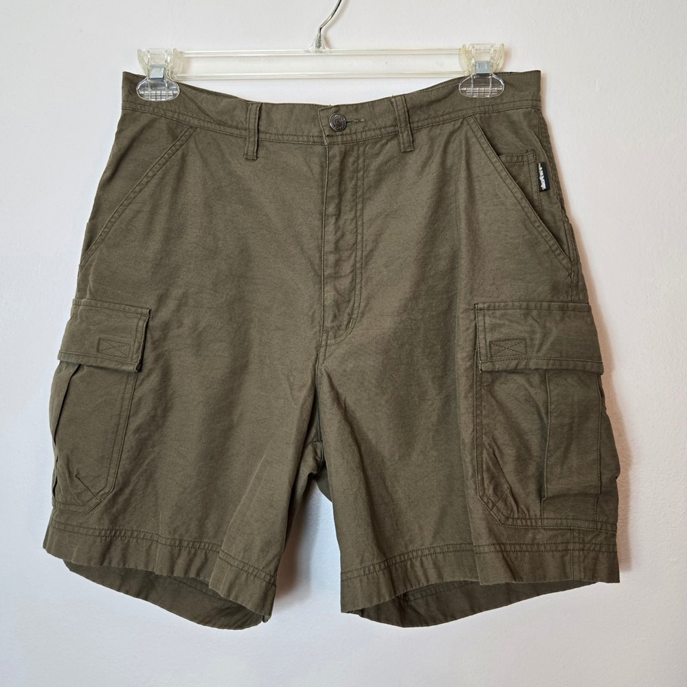 Vintage Y2K REI Mens Cargo Shorts‎ Olive Green Nylon Cotton Hiking Outdoor Sz 34